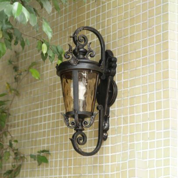Traditional European Waterproof Aluminum Glass Cylinder 1-Light Wall Sconce Lamp For Outdoor Patio | Bowlift