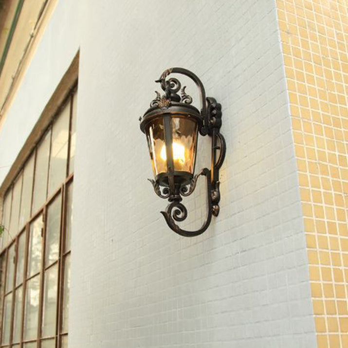 Traditional European Waterproof Aluminum Glass Cylinder 1-Light Wall Sconce Lamp For Outdoor Patio | Bowlift