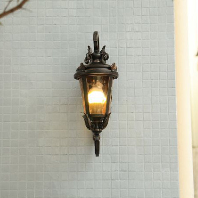 Traditional European Waterproof Aluminum Glass Cylinder 1-Light Wall Sconce Lamp For Outdoor Patio | Bowlift