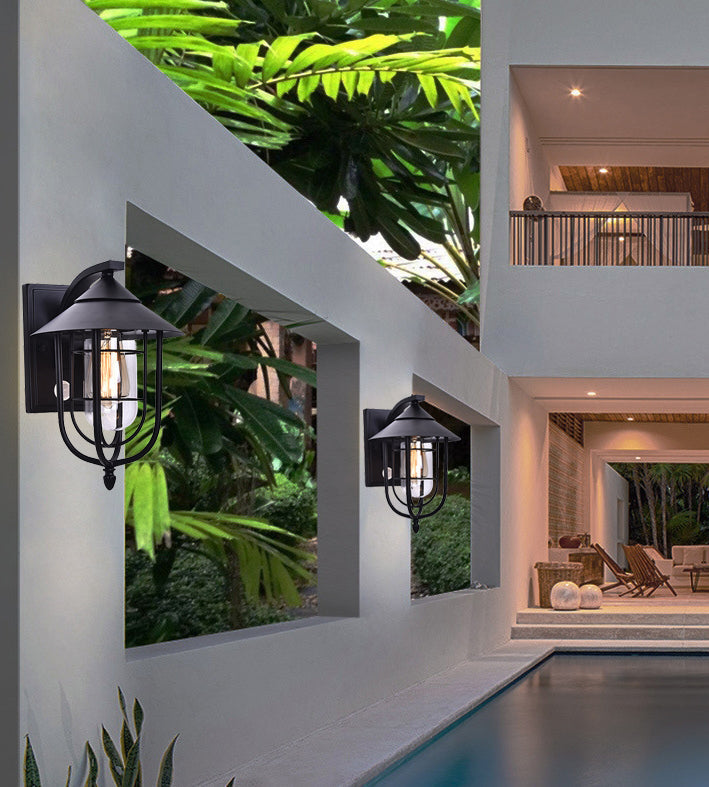 Contemporary Industrial Iron Waterproof Human Body Sensing 1-Light Outdoor Wall Sconce Lamp For Outdoor Patio | Bowlift