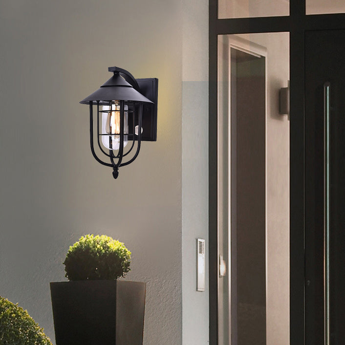 Contemporary Industrial Iron Waterproof Human Body Sensing 1-Light Outdoor Wall Sconce Lamp For Outdoor Patio | Bowlift