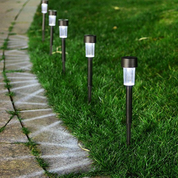 Modern Minimalist Waterproof Solar Cylinder Plastic Stainless Steel LED Landscape Light For Garden | Bowlift