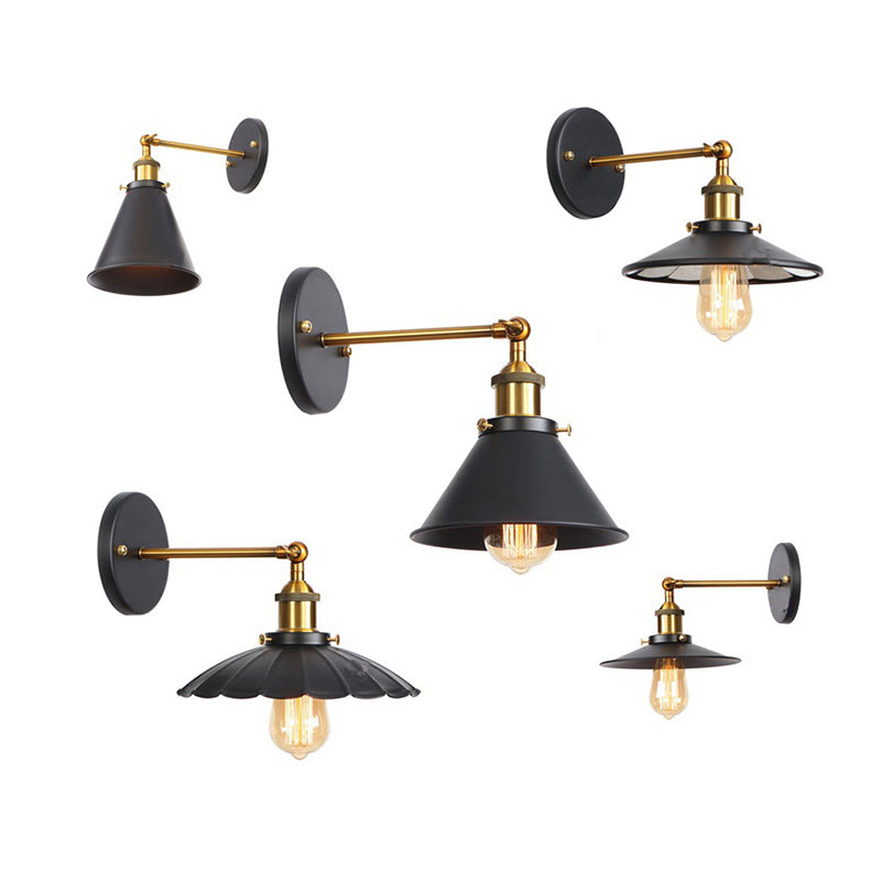 BowLift | Metal straight arm wall lighting fixture factory 1 bulb dining room wall lamp in black and brass