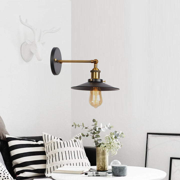 BowLift | Metal straight arm wall lighting fixture factory 1 bulb dining room wall lamp in black and brass