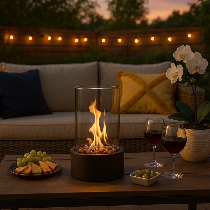 BowLift | Warmth without scent in an elegant, portable tabletop fireplace