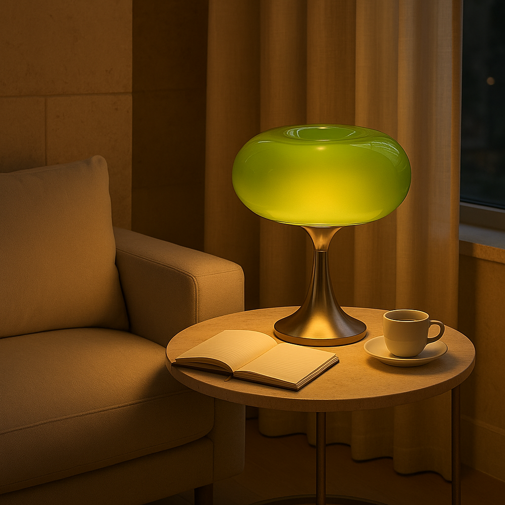 BowLift | RetroGlow Table Lamp – Bauhaus Style Glass & Iron Lamp with Warm Light | E27 | 90–260V