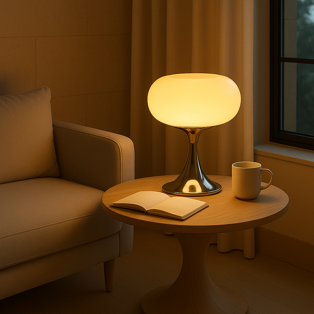 BowLift | RetroGlow Table Lamp – Bauhaus Style Glass & Iron Lamp with Warm Light | E27 | 90–260V