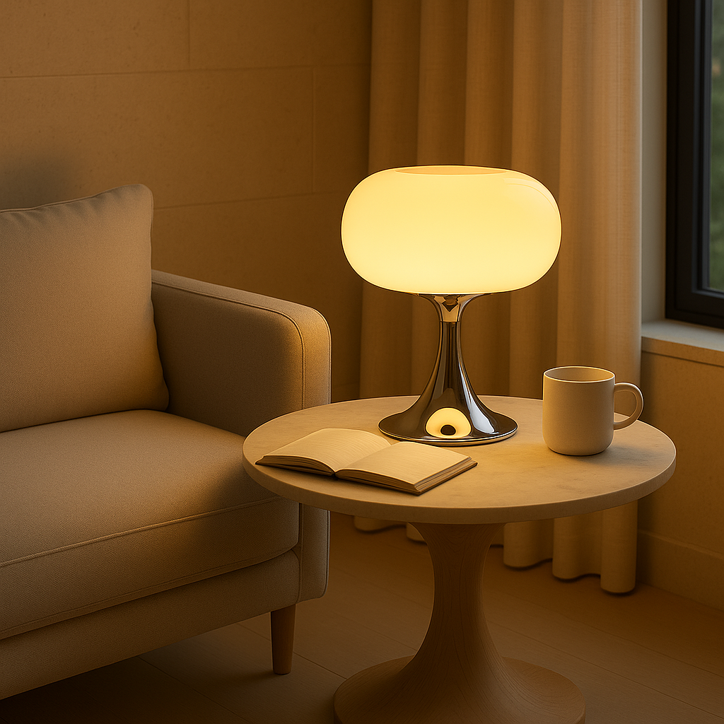 BowLift | RetroGlow Table Lamp – Bauhaus Style Glass & Iron Lamp with Warm Light | E27 | 90–260V