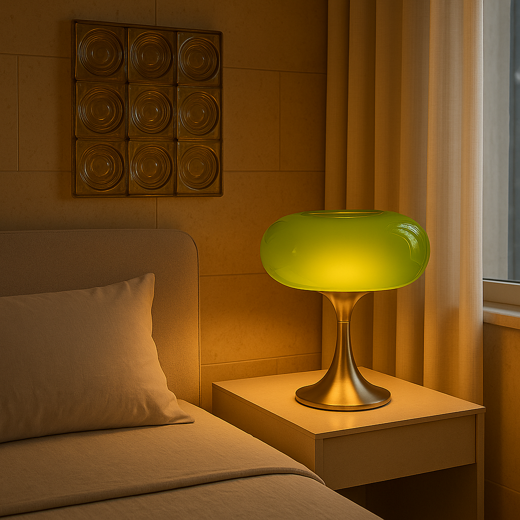 BowLift | RetroGlow Table Lamp – Bauhaus Style Glass & Iron Lamp with Warm Light | E27 | 90–260V