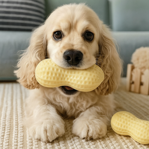 Durable squeaky peanut chew toy for dogs Bowlift