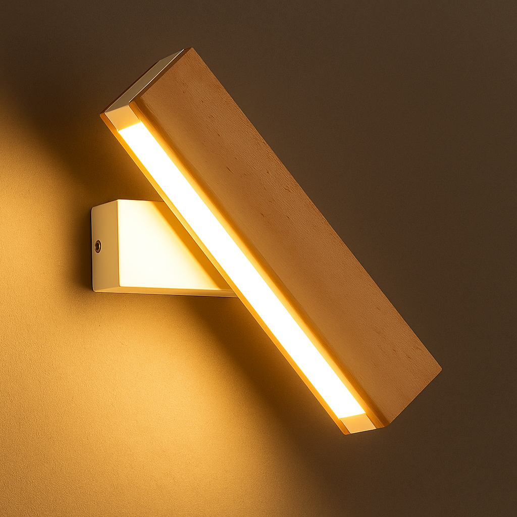 BowLift | Minimalist Wooden LED Wall Lamp with Adjustable Arm