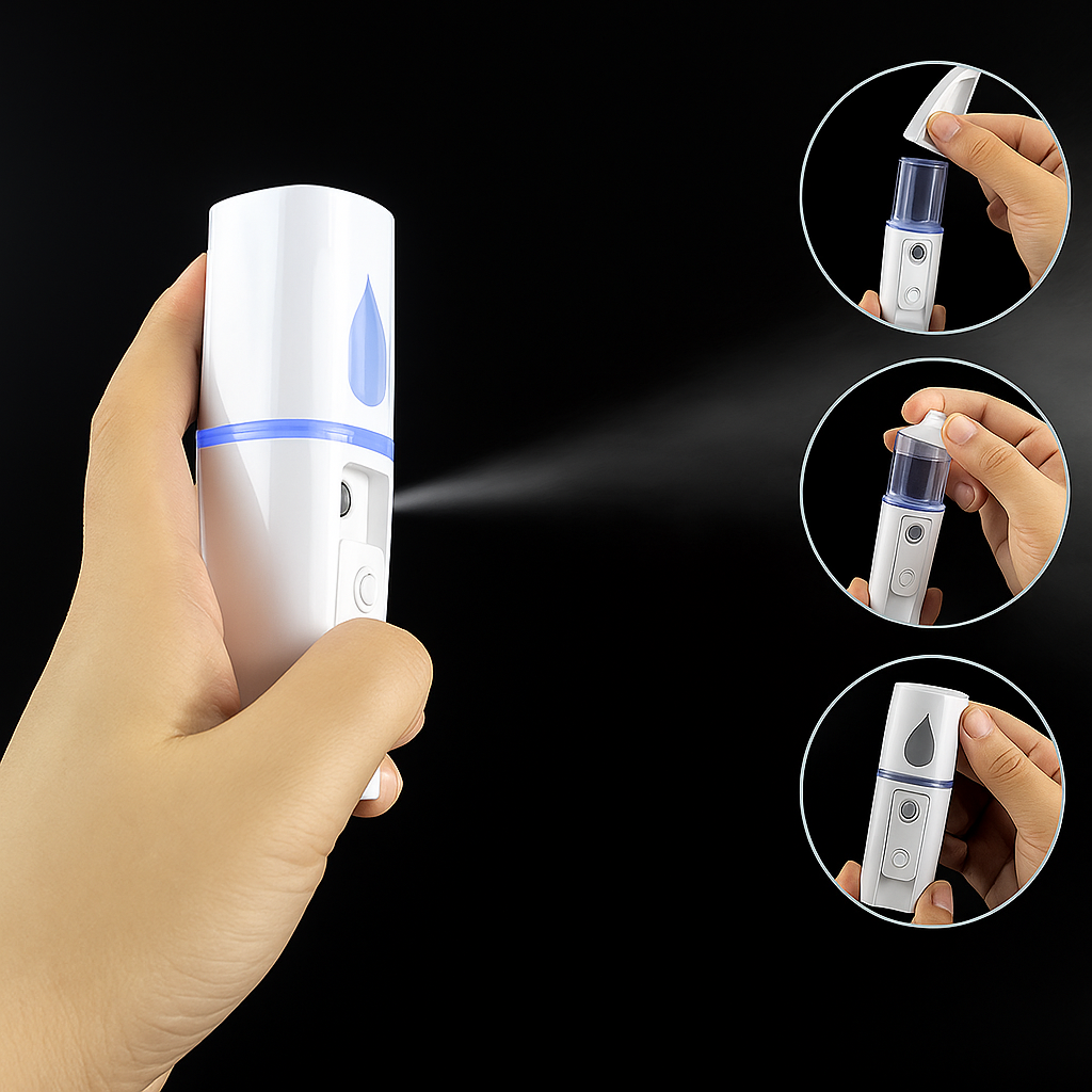 Deep Hydration Nano Mist – USB Rechargeable Handheld – Travel & Home Skincare Bowlift