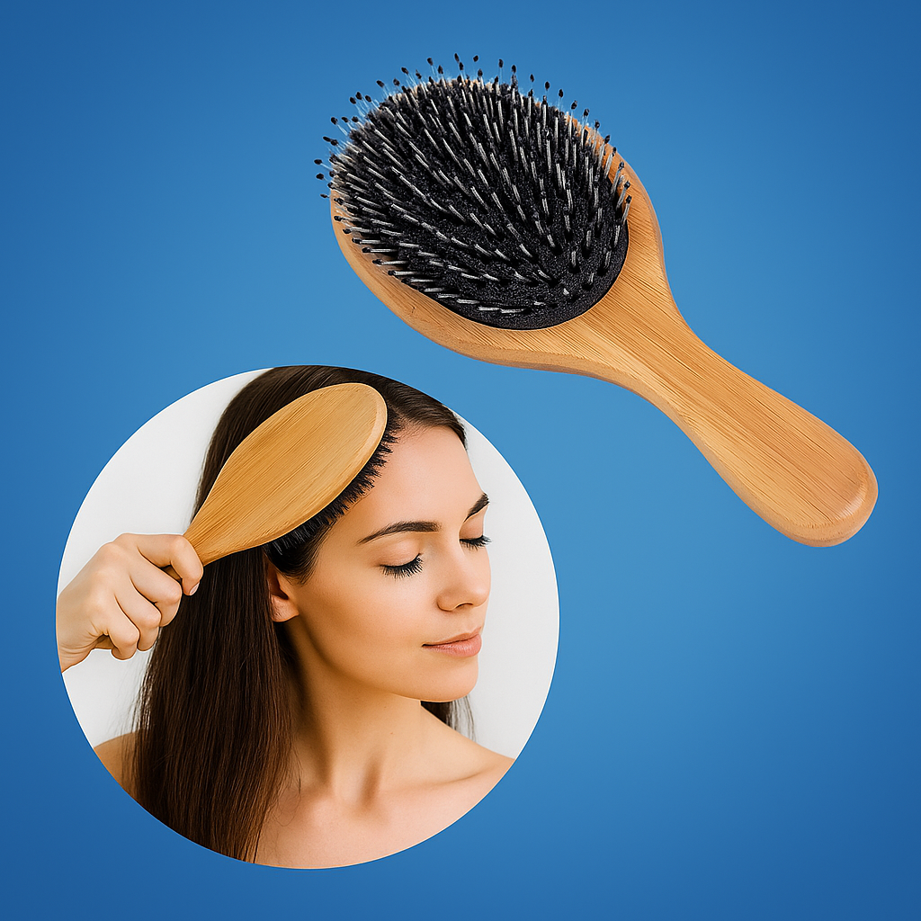 Anti-Frizz Scalp Massage – Natural Dual Bristles – Smooth Healthy Hair Bowlift