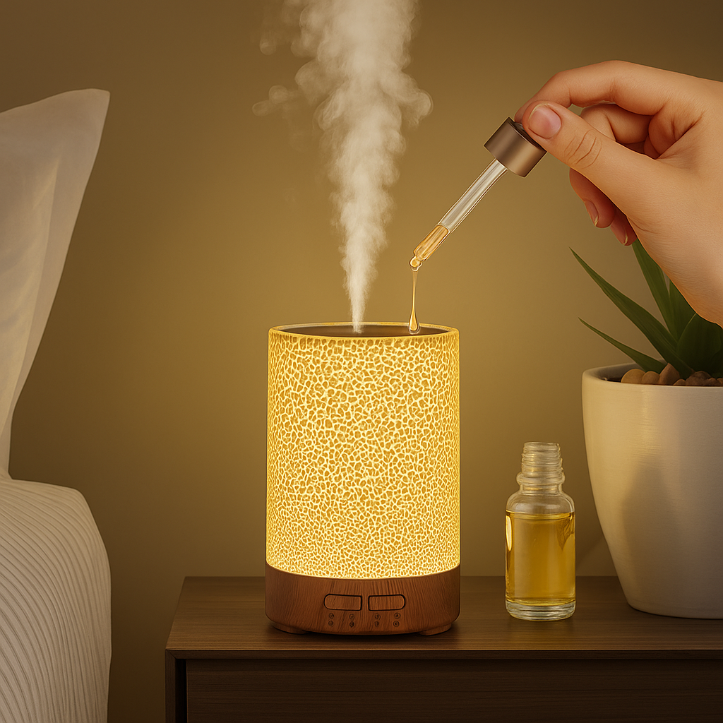 Essential Oil Diffuser with LED Night Light – Quiet Cool Mist – Bedroom & Home Relaxation Bowlift