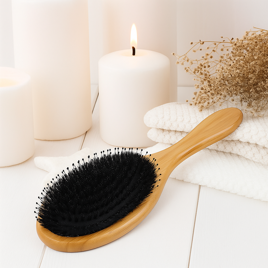 Anti-Frizz Scalp Massage – Natural Dual Bristles – Smooth Healthy Hair Bowlift