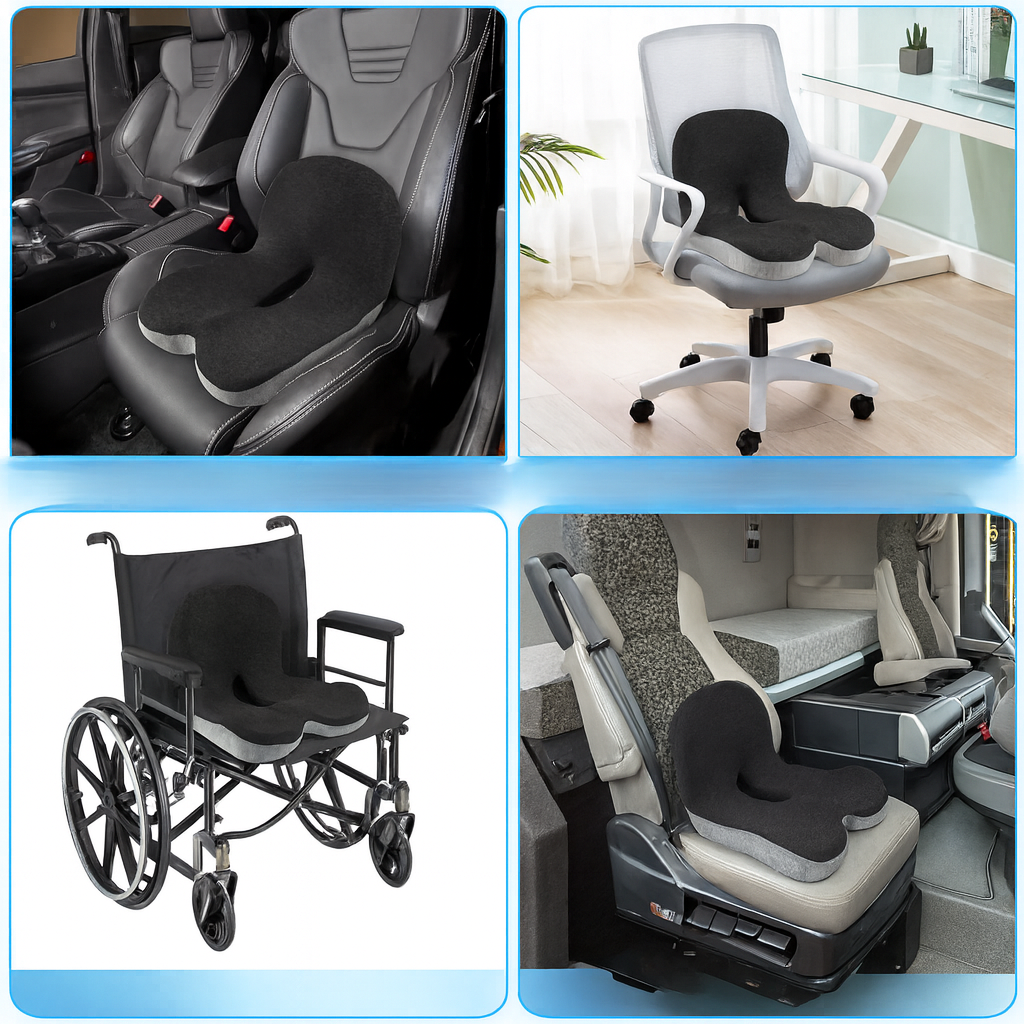 Lumbar & Coccyx Pain Relief – Memory Foam Non-Slip Support – Office Car Home Use Bowlift