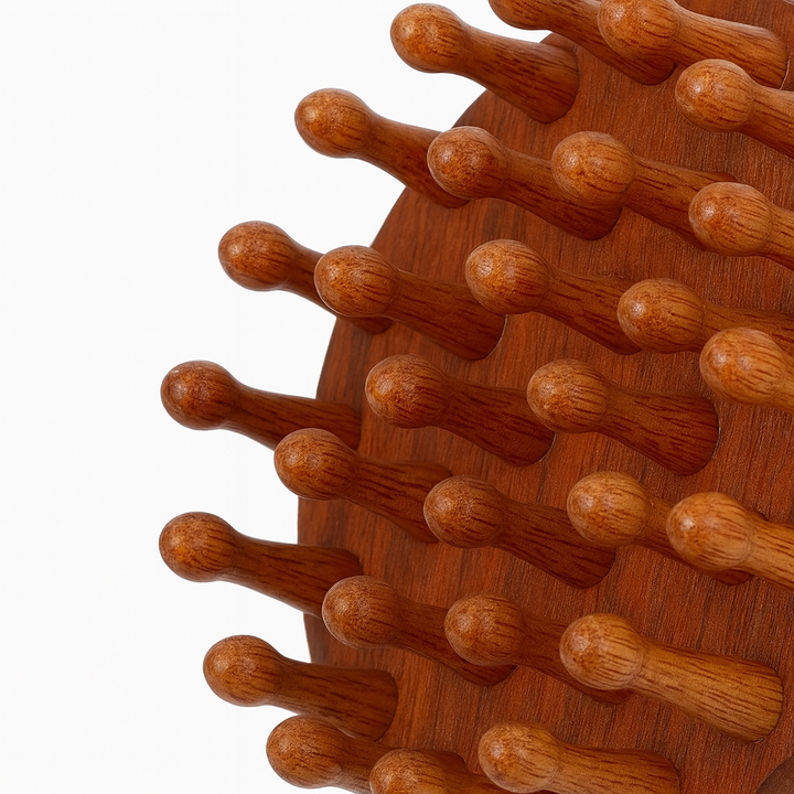Stress-Relief & Hair Health – Natural Sandalwood Wide-Tooth – Home Office Travel Use Bowlift