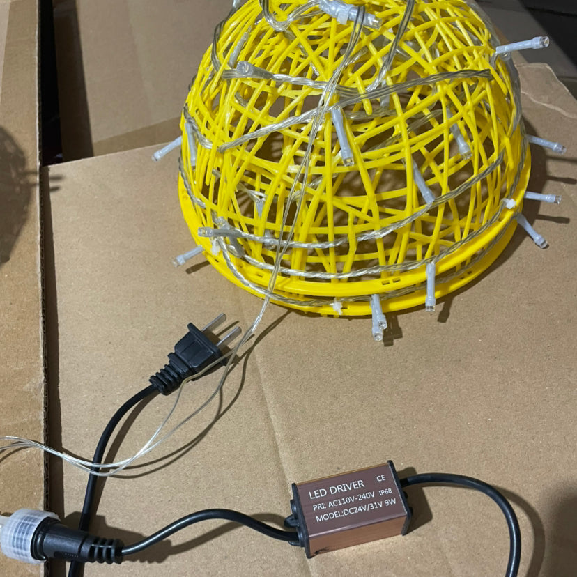 Modern Art Deco Solar Waterproof Weaving Ball Hanging PVC Plastic LED Outdoor Light Landscape Lighting For Garden | Bowlift