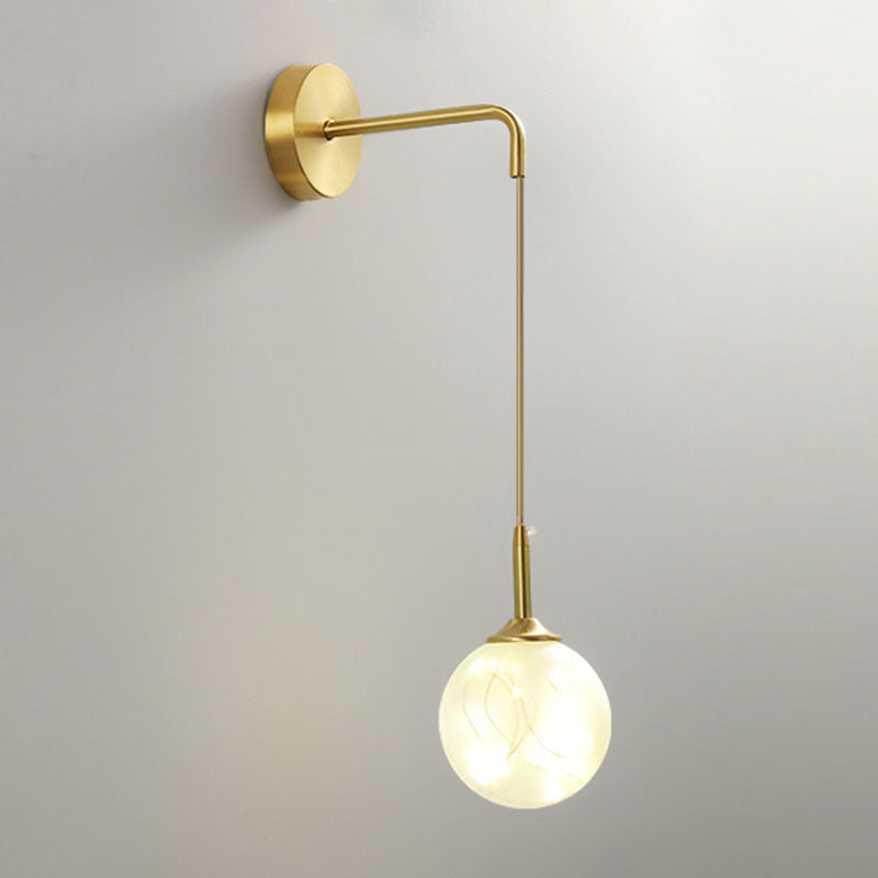 BowLift | LED Bedroom Wall Light Minimalist Gold Wall Lamp Sconce with Geometric Glass Shade