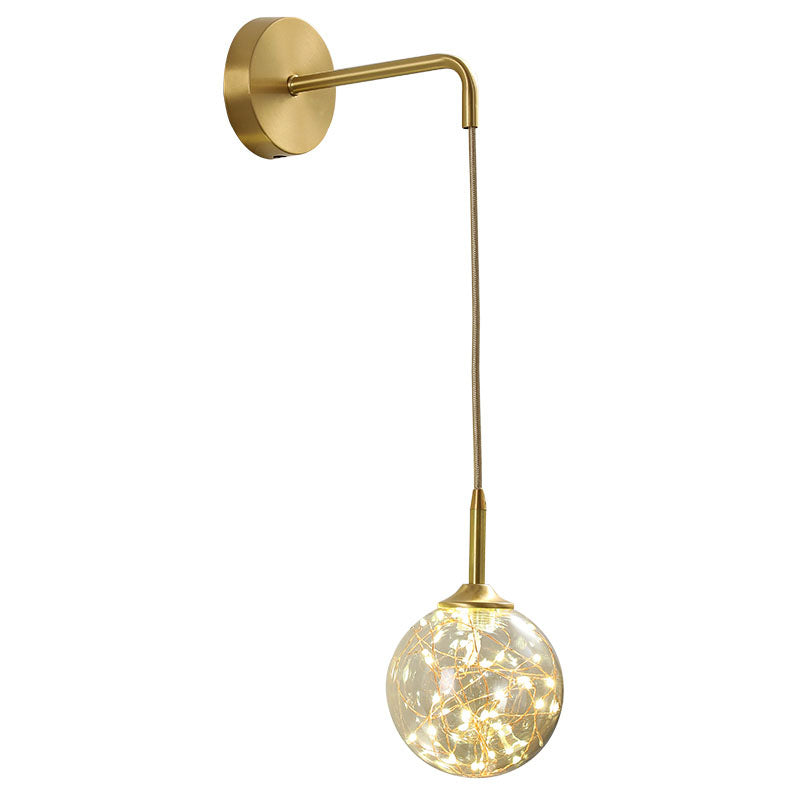 BowLift | LED Bedroom Wall Light Minimalist Gold Wall Lamp Sconce with Geometric Glass Shade