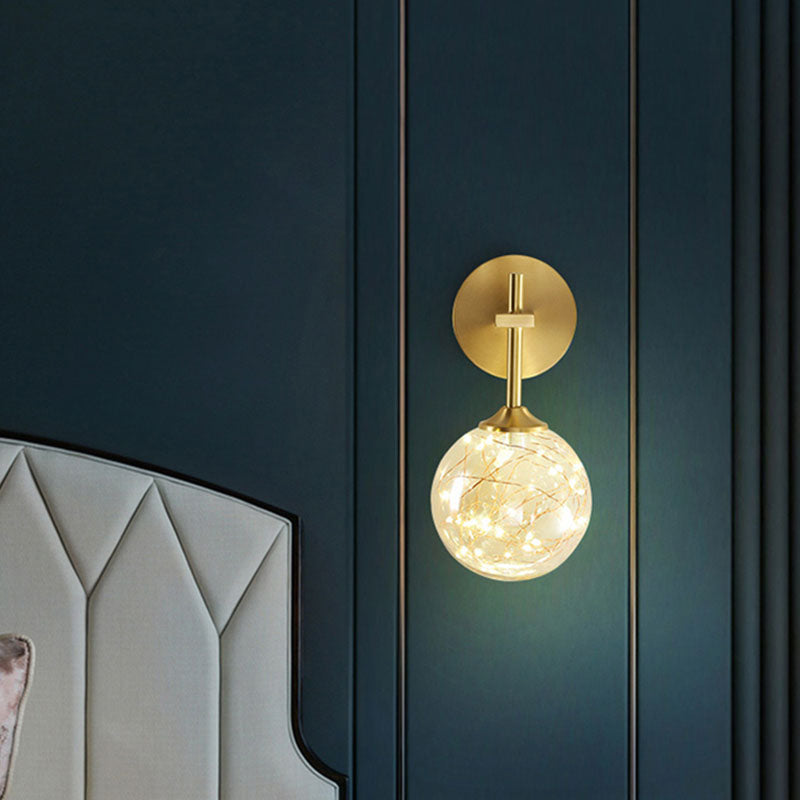 BowLift | LED Bedroom Wall Light Minimalist Gold Wall Lamp Sconce with Geometric Glass Shade