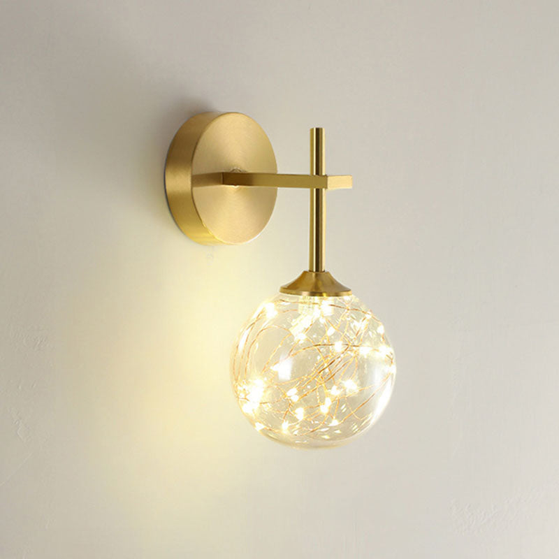 BowLift | LED Bedroom Wall Light Minimalist Gold Wall Lamp Sconce with Geometric Glass Shade