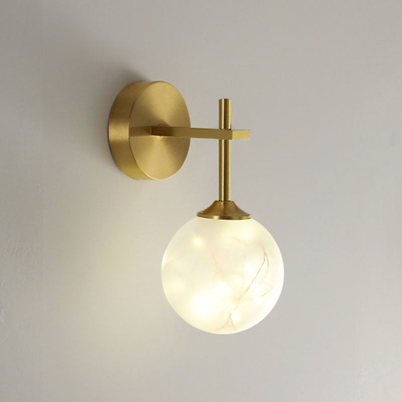 BowLift | LED Bedroom Wall Light Minimalist Gold Wall Lamp Sconce with Geometric Glass Shade