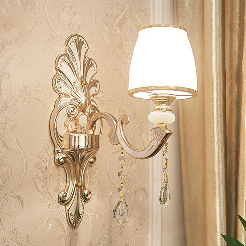 BowLift | Gold Scrolled Arm Wall Light Simple Metal Wall Lamp with Crystal Accent