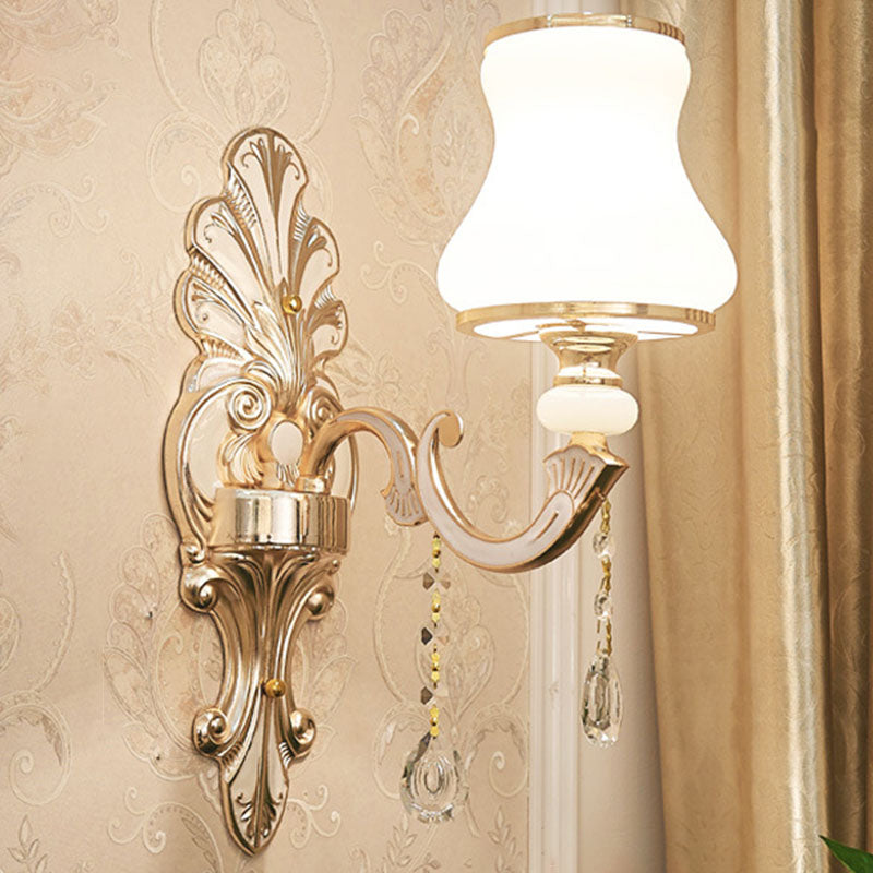 BowLift | Gold Scrolled Arm Wall Light Simple Metal Wall Lamp with Crystal Accent