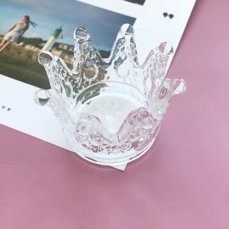 Crown-Shaped Textured Glass Votive Candle Holder Bowlift