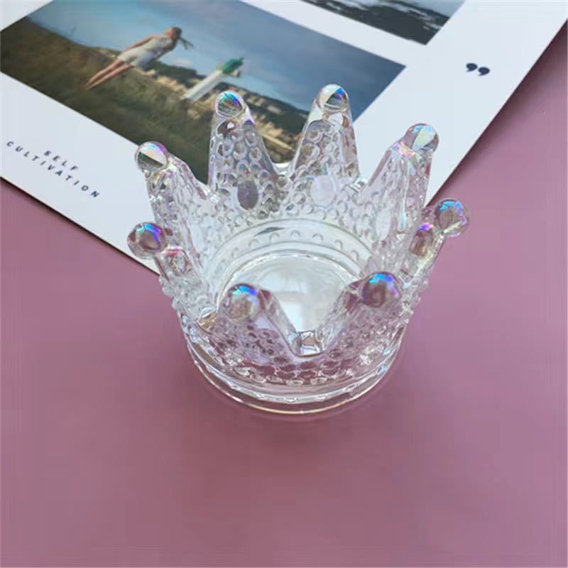 Crown-Shaped Textured Glass Votive Candle Holder Bowlift