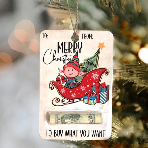 BowLift | Christmas Money Holder Ornament | Wooden Hanging Decoration | Handcrafted Holiday Gift Surprise