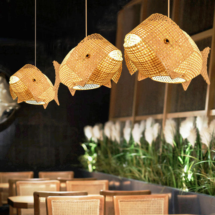 BowLift | WaveGlow Pendant Light - Elegant Wood Asian Pendant Light