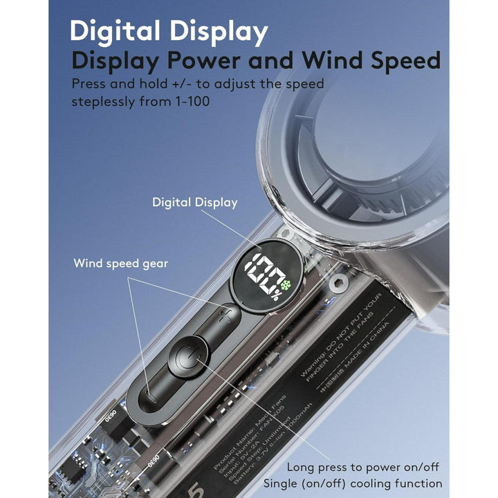 Rechargeable Handheld Fan with LED Digital Display – 3000mAh | Bowlift