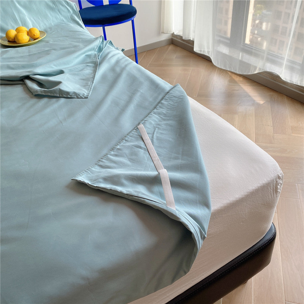 Deep-Pocket Elastic Corner Fitted Bed Sheet with Anti-Slip Straps