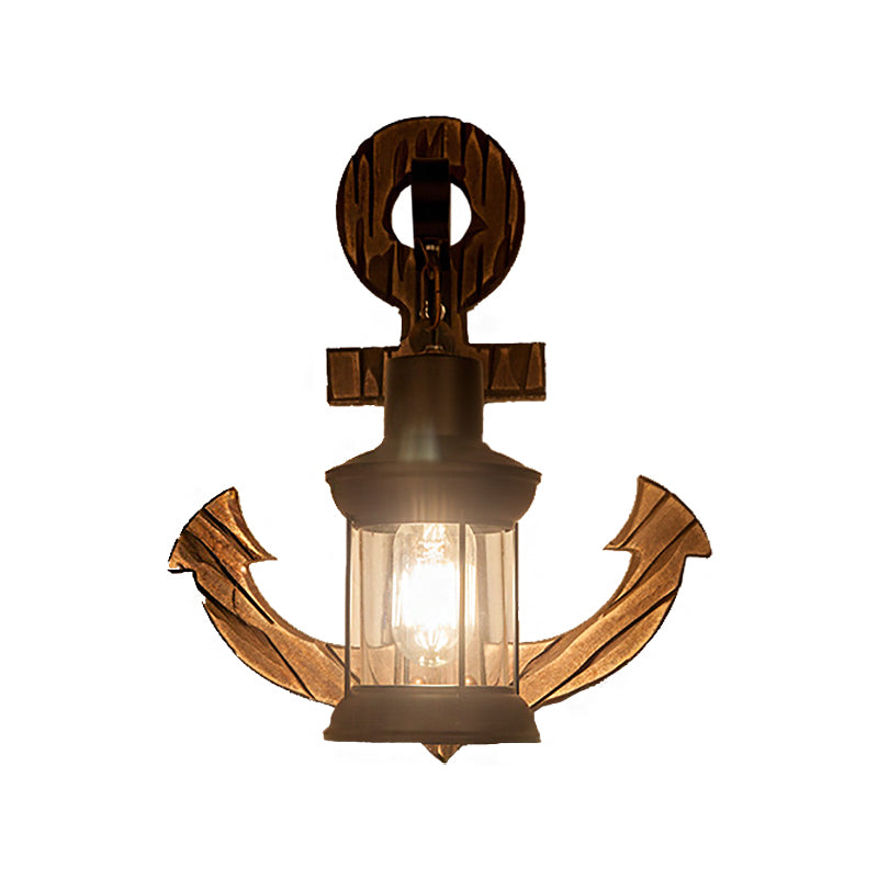 BowLift | A bulb clear glass wall lighting coastal black kerosene indoor wall lamp light fixture with wooden back panel