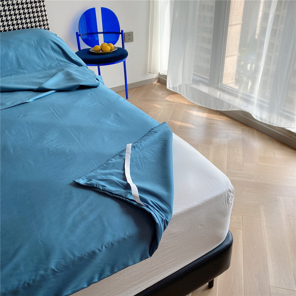 Deep-Pocket Elastic Corner Fitted Bed Sheet with Anti-Slip Straps