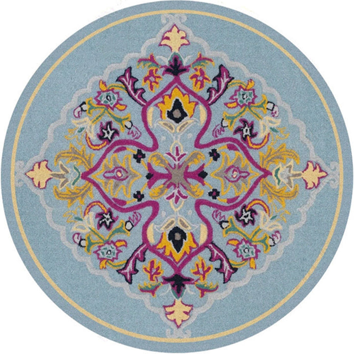 Ethnic Multicolored Flower Rug Synthetic Persian Rug Non-Slip Backing Pet-Friendly Machine Washable Rug for the Large Room | Bowlift