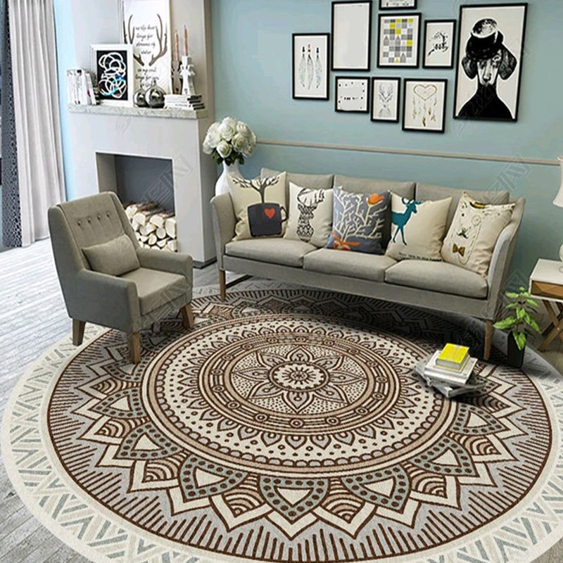 Ethnic Multicolored Flower Rug Synthetic Persian Rug Non-Slip Backing Pet-Friendly Machine Washable Rug for the Large Room | Bowlift