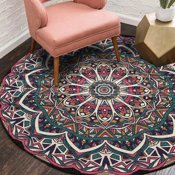 Ethnic Multicolored Flower Rug Synthetic Persian Rug Non-Slip Backing Pet-Friendly Machine Washable Rug for the Large Room | Bowlift