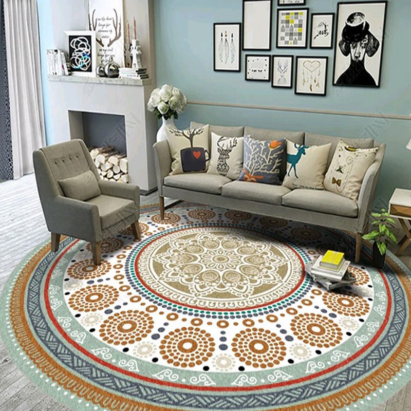 Ethnic Multicolored Flower Rug Synthetic Persian Rug Non-Slip Backing Pet-Friendly Machine Washable Rug for the Large Room | Bowlift