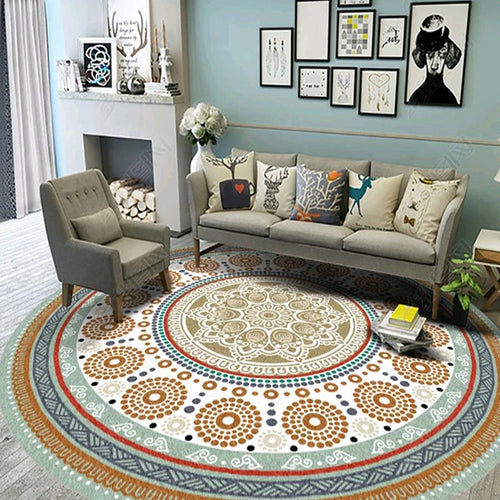 Ethnic Multicolored Flower Rug Synthetic Persian Rug Non-Slip Backing Pet-Friendly Machine Washable Rug for the Large Room | Bowlift