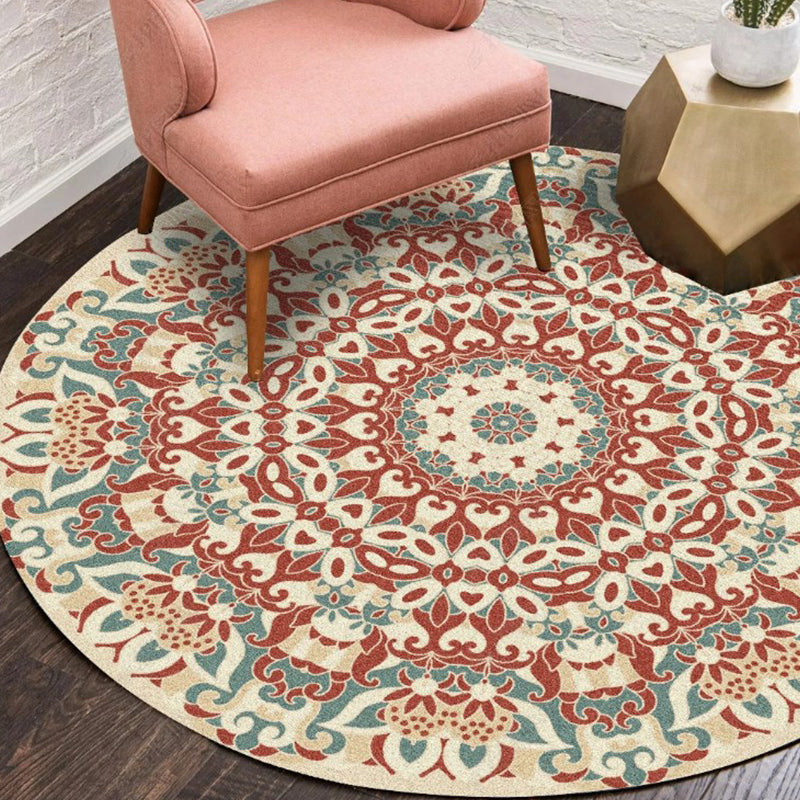 Ethnic Multicolored Flower Rug Synthetic Persian Rug Non-Slip Backing Pet-Friendly Machine Washable Rug for the Large Room | Bowlift