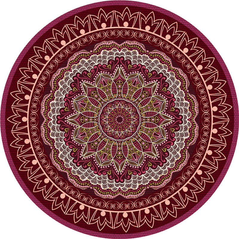 Moroccan living room rug Multicolored flower rug Polyester machine washable stain resistant non-slip backing area rug | Bowlift
