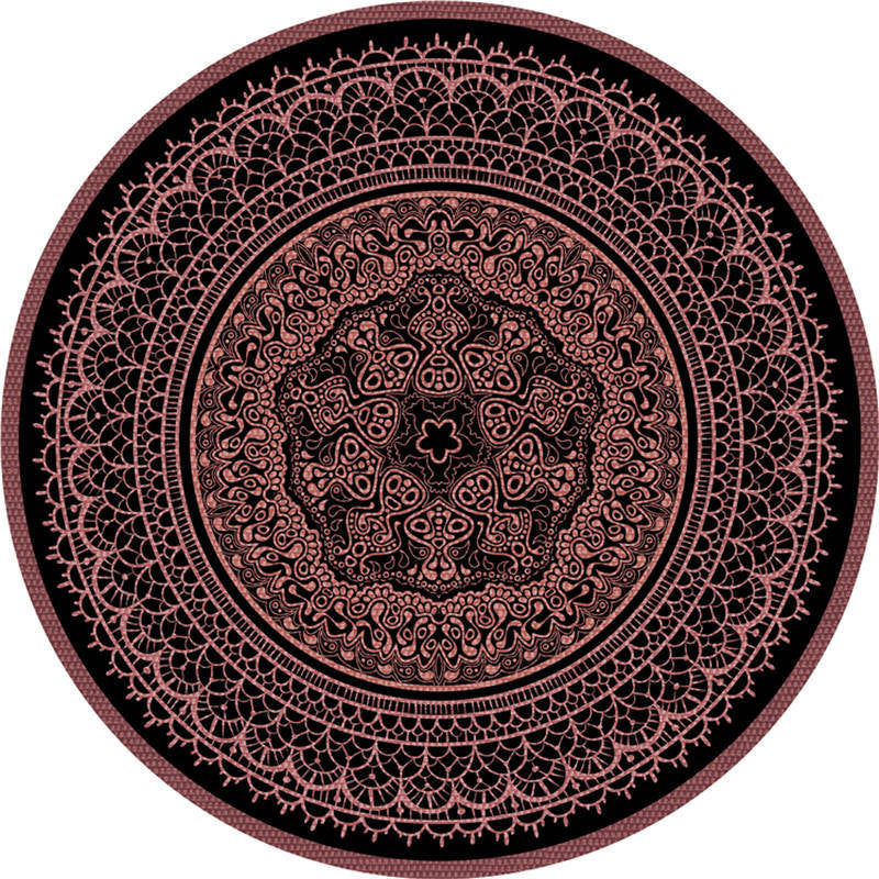 Moroccan living room rug Multicolored flower rug Polyester machine washable stain resistant non-slip backing area rug | Bowlift
