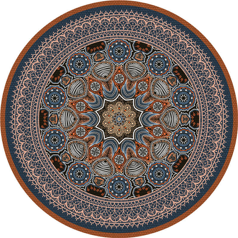 Moroccan living room rug Multicolored flower rug Polyester machine washable stain resistant non-slip backing area rug | Bowlift