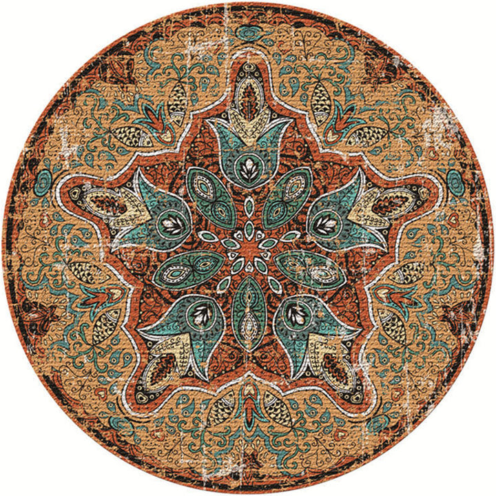 Moroccan living room rug Multicolored flower rug Polyester machine washable stain resistant non-slip backing area rug | Bowlift