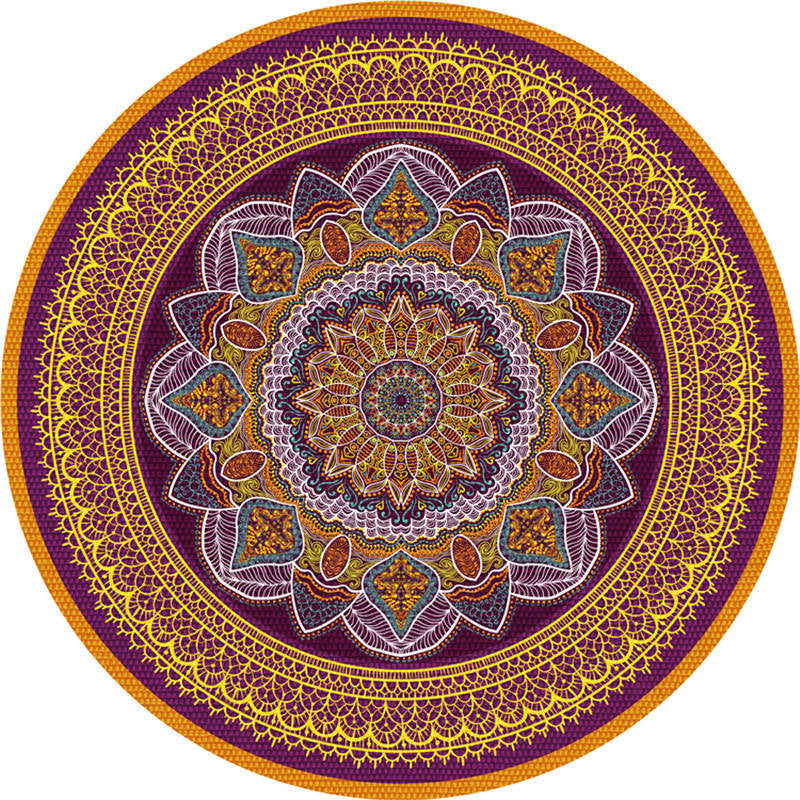 Moroccan living room rug Multicolored flower rug Polyester machine washable stain resistant non-slip backing area rug | Bowlift