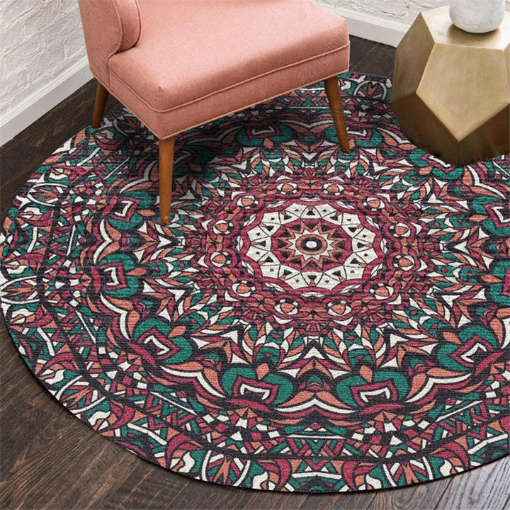 Moroccan living room rug Multicolored flower rug Polyester machine washable stain resistant non-slip backing area rug | Bowlift