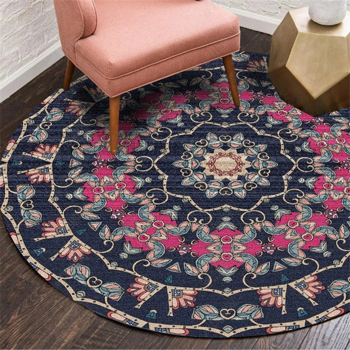 Moroccan living room rug Multicolored flower rug Polyester machine washable stain resistant non-slip backing area rug | Bowlift